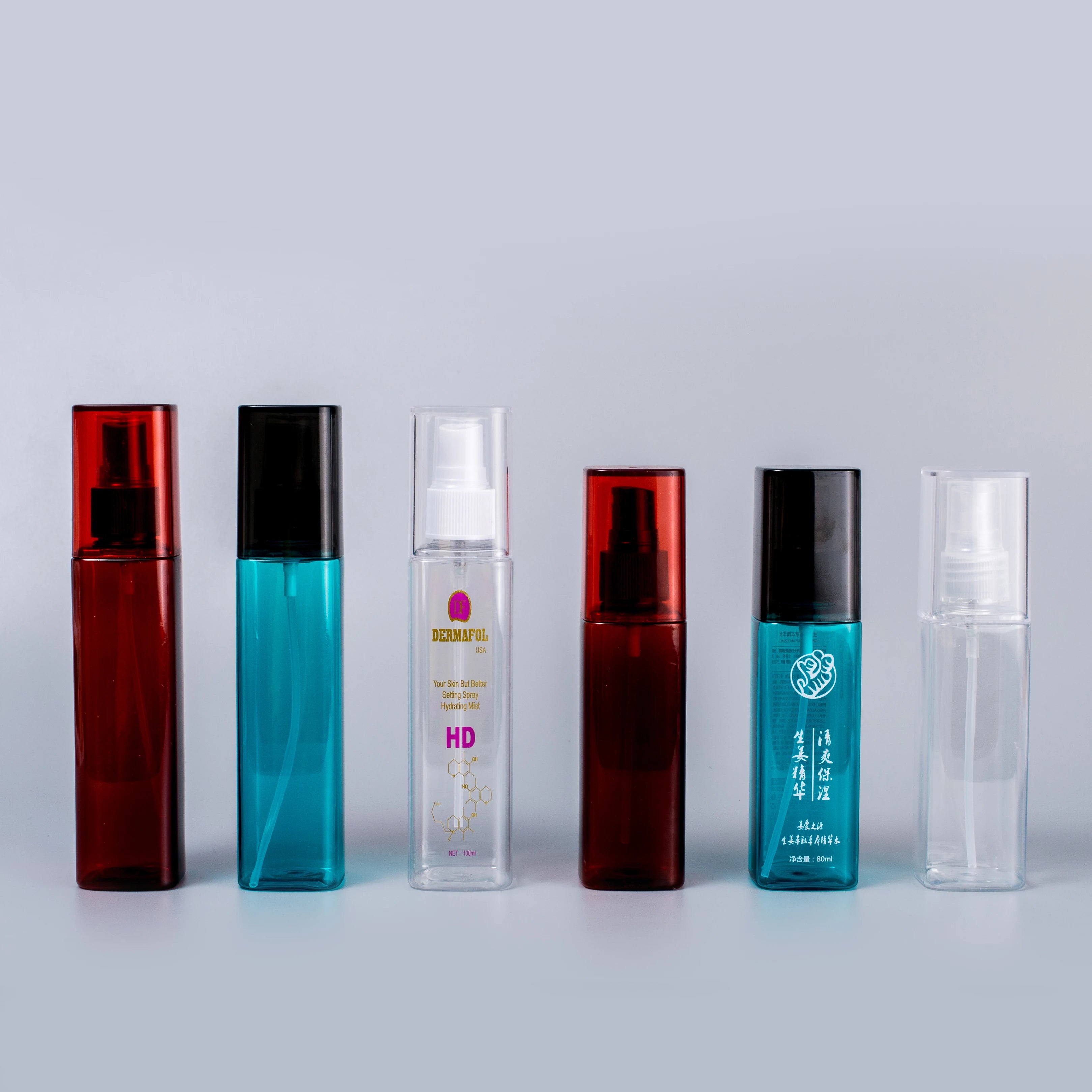 80ml 100ml PET Plastic Spray Bottles with Spray Pump for Perfume Lotion Serum Face Cream & Beauty Packaging
