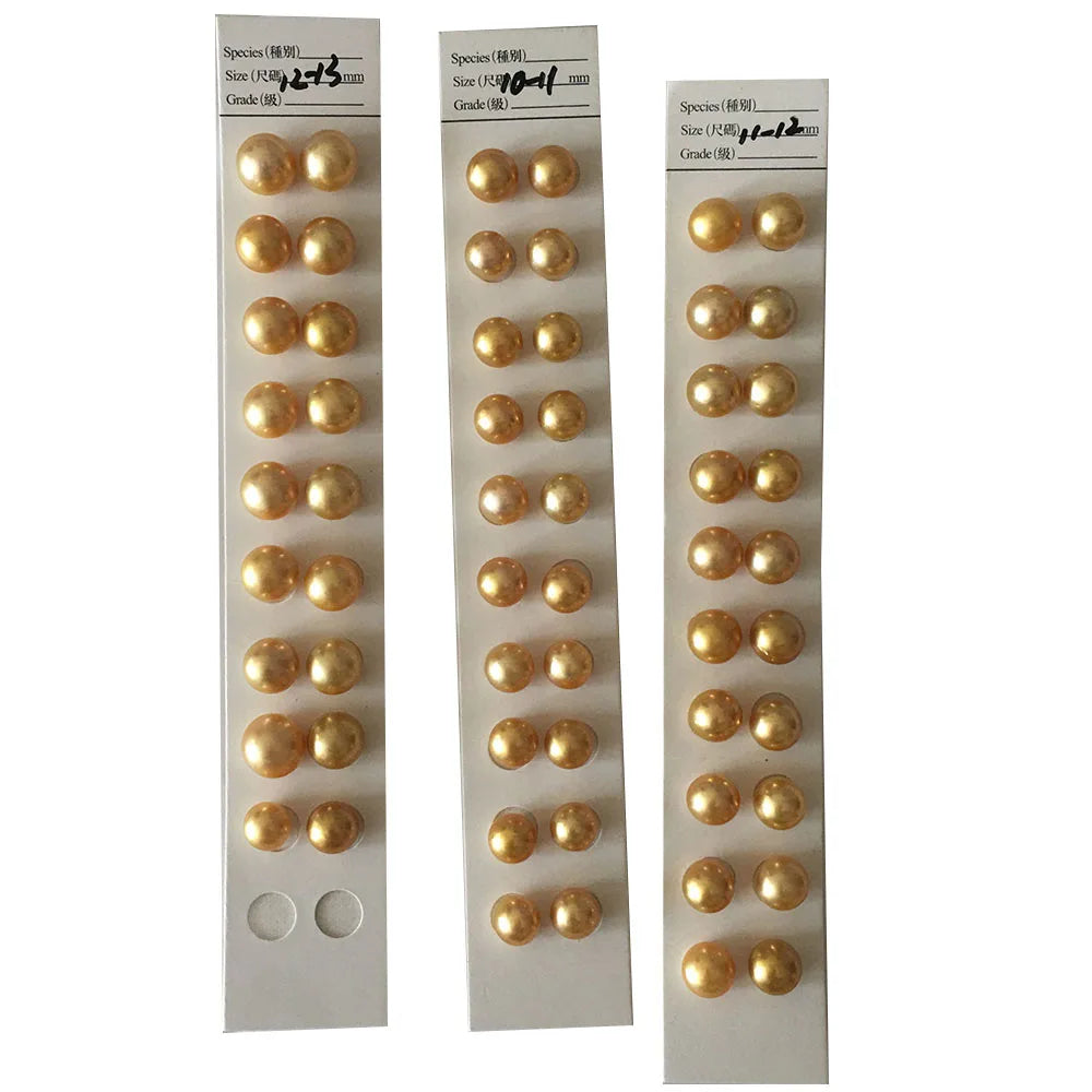 Wholesales Price13-14 mm High Quality AAAA Round Nature Loose South Sea Dark Gold Pearl With HalfOR No Hole