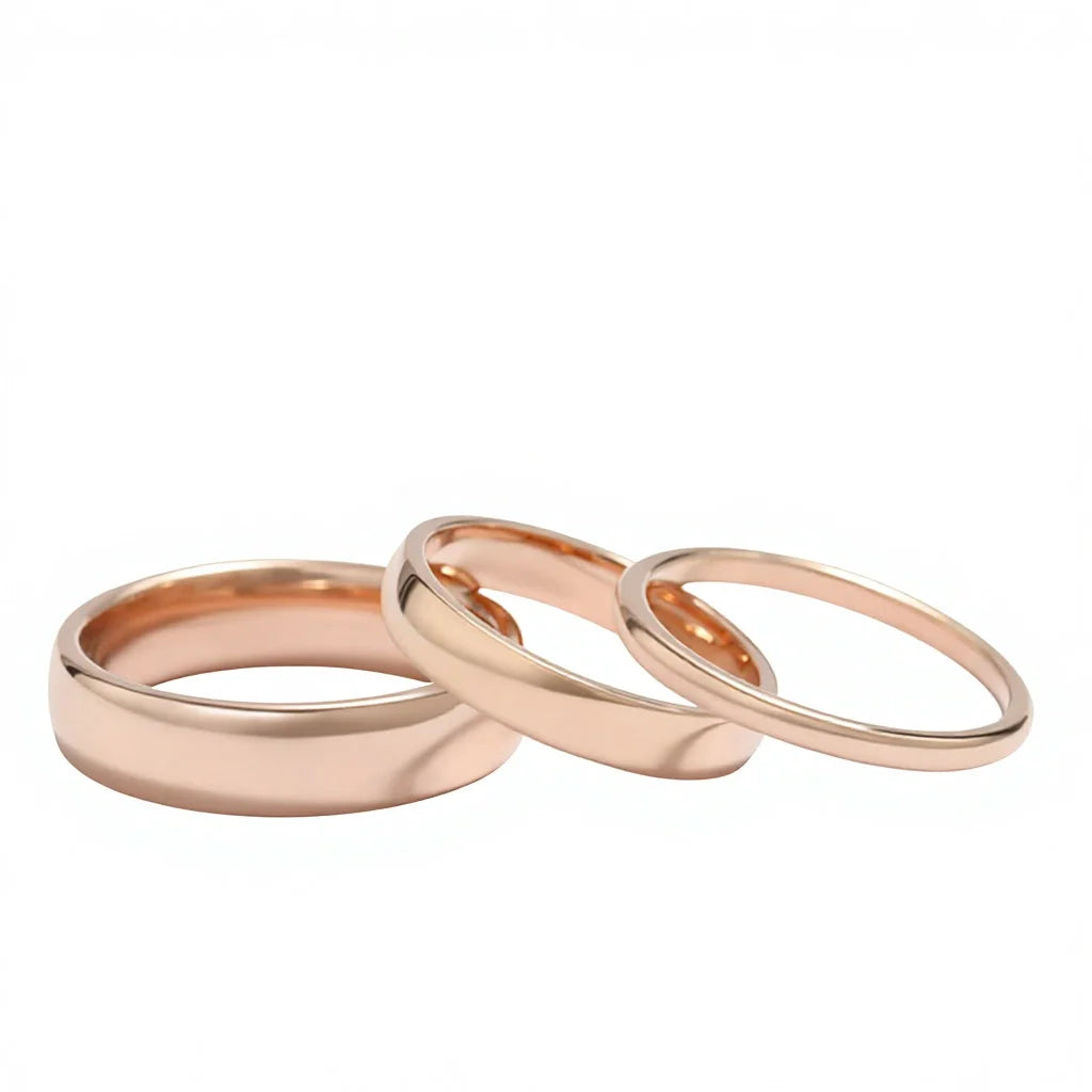 OAHLAN Fashion Simple 2mm /4mm/6mm Rose Gold Plated Tungsten Carbide Wedding Rings for Men Women Couple Wedding Engagement Party