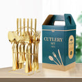 Top Seller Durable Fine Polishing 24-Piece Gold Plated Kitchen Tableware Cutlery Flatware Sets