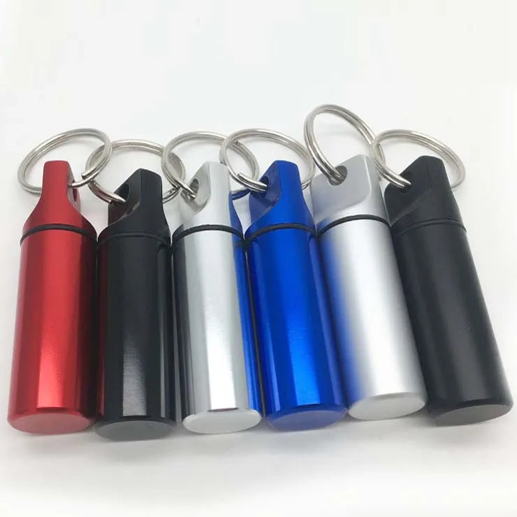 Spot Flat Round Aluminum Alloy Medicine Cylinder Metal Keychain Earplug Packaging Can Waterproof sealed Storage Aluminum Bottle