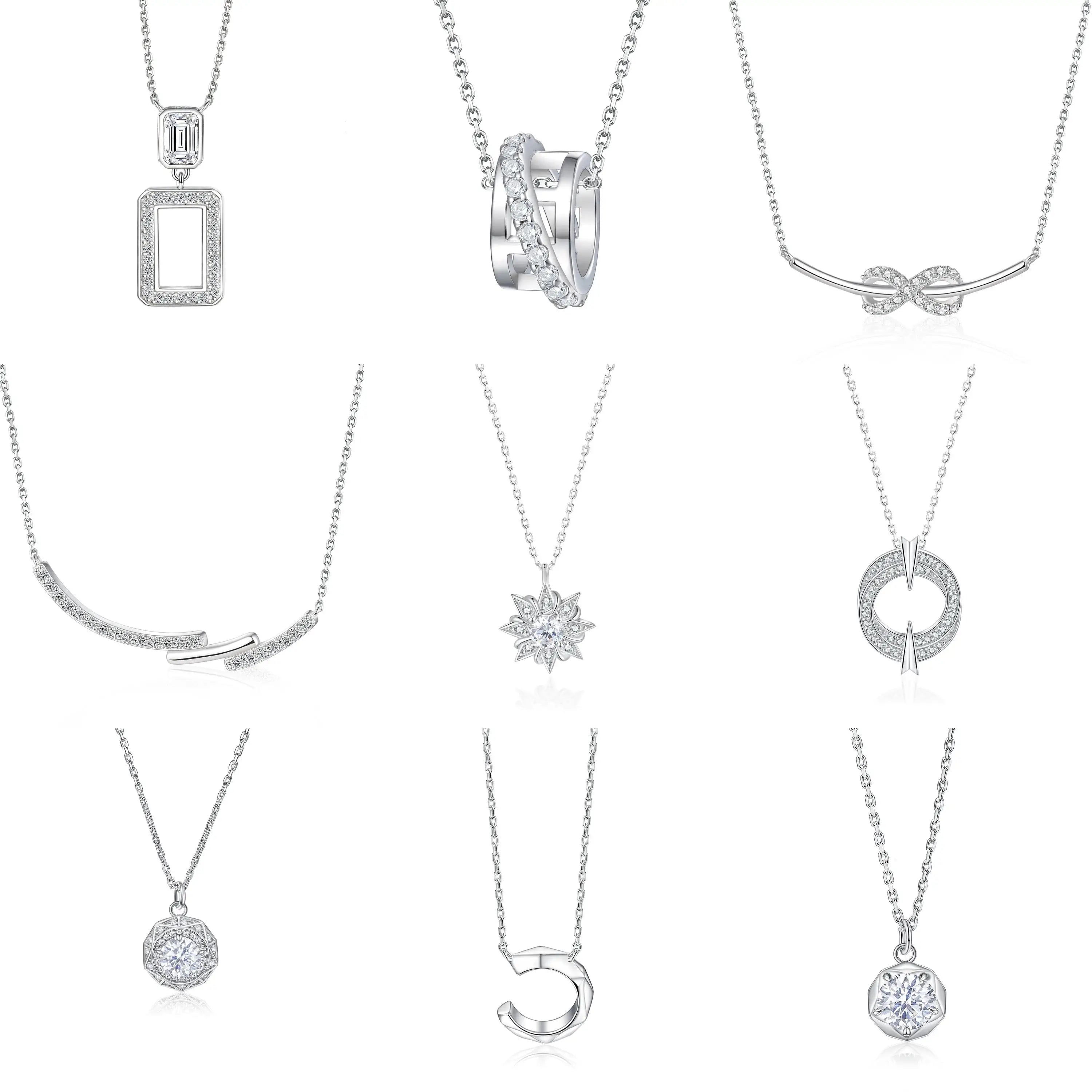 Custom Pendant Rhodium Plated Non Tarnish Design Jewelry Women Dainty Necklace 925 Silver