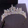 High Quality Alloy Wedding Anniversary Bridal Tiara Crown with Handmade Beads and Rhinestone Jewelry