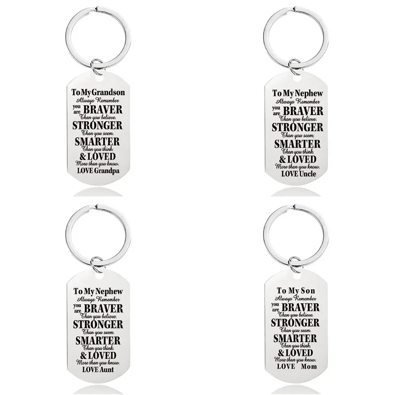 Stainless Steel to My Granddaughter Daughter Best Friend Boyfriend Girlfriend Wife Husband Grandson Son Sister Mom Dad Key Chain
