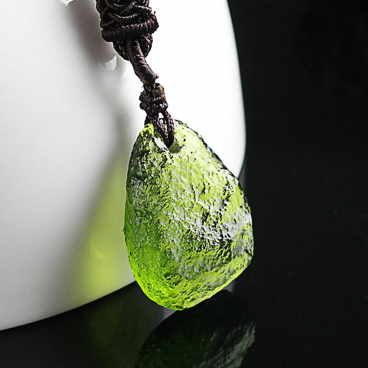 Natural Green Glaze Stone Gem Moldavite Meteorite Glass-Necklace-Pendant Decor