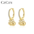 CZCITY Huggie Luxury Jewelry Earing Woman Silver Fashion Designer 925 Sterling Lady Vintage Earrings