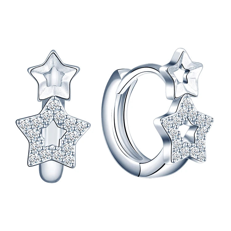 New Arrival 925 Sterling Silver Star Hoop Earrings Small Hoops Huggie Earing