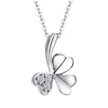 Vintage S925 Silver Clover Necklace Lucky Four Leaf Clover Pendant Necklace Chain Necklaces for Women