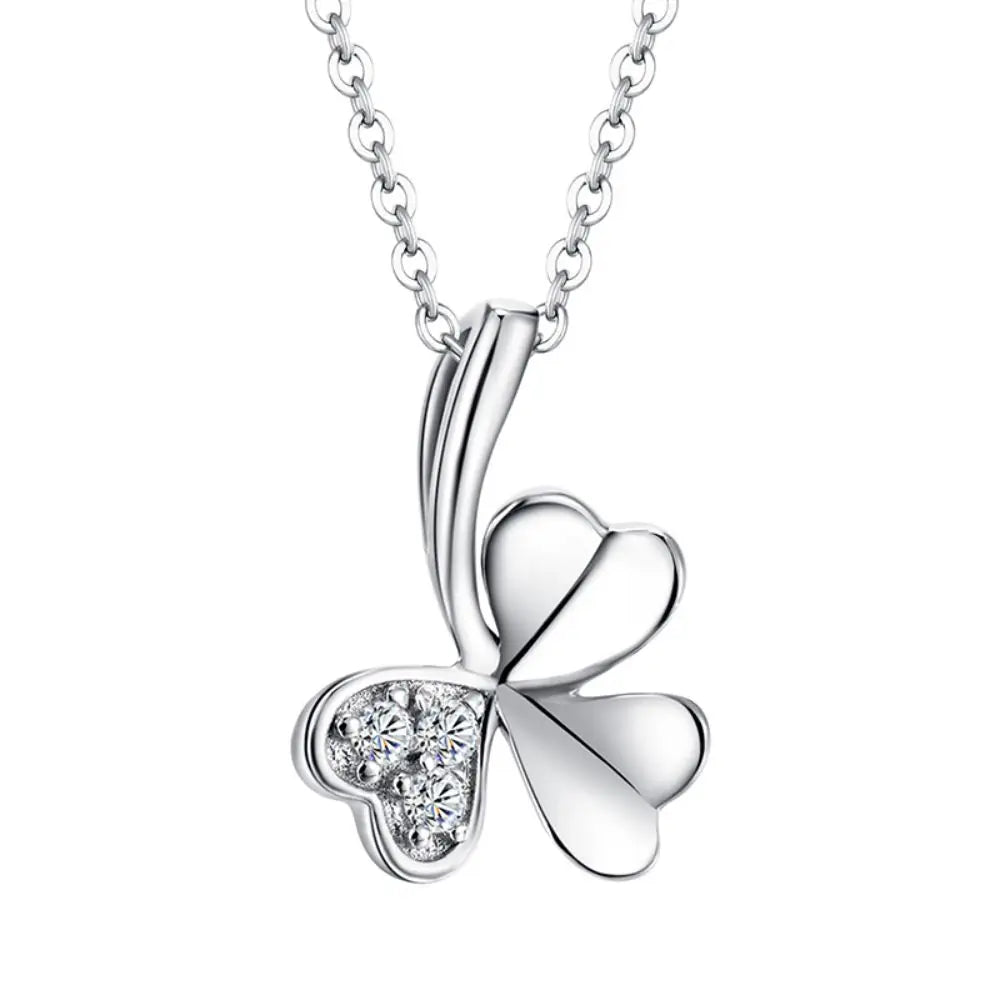 Vintage S925 Silver Clover Necklace Lucky Four Leaf Clover Pendant Necklace Chain Necklaces for Women