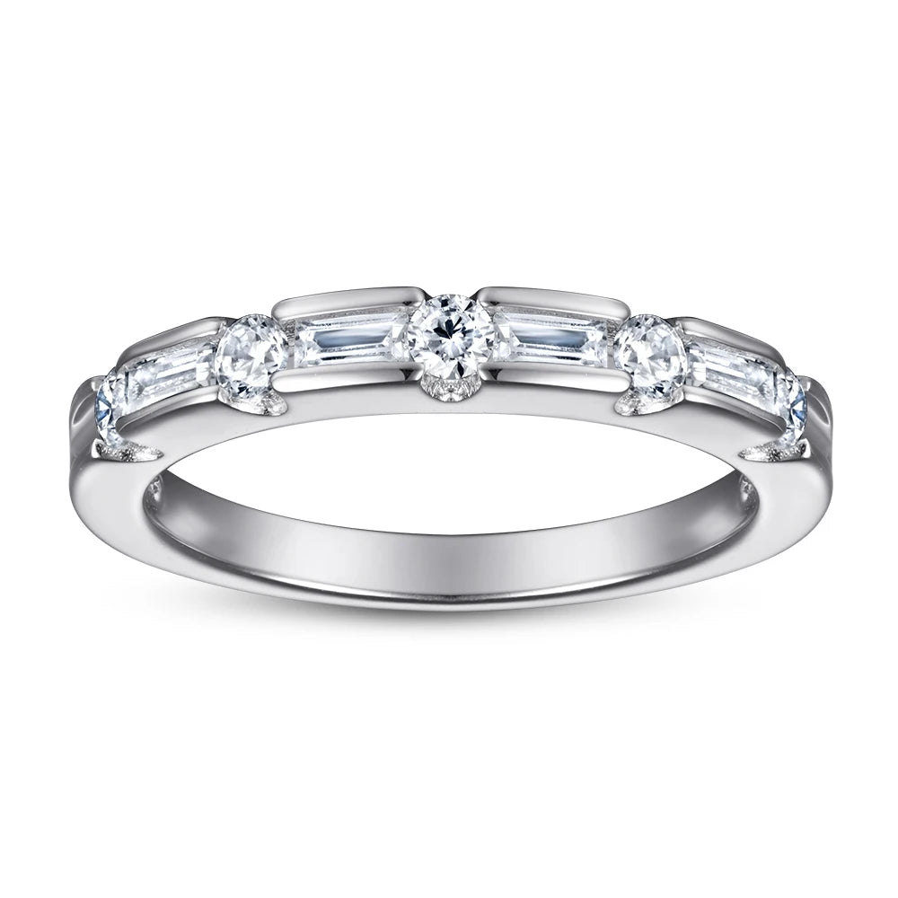 Manufacturer Direct Sale Weeding Band Ring Classic Round Zircon 925 Sterling Silver Fine Waterproof Women' s  Jewelry Rings