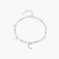 Trendy Double Layer Link Chain Fine Jewelry 925 Sterling Silver Zircon Bead Classic Moon and Stars Party Bracelets for Women
