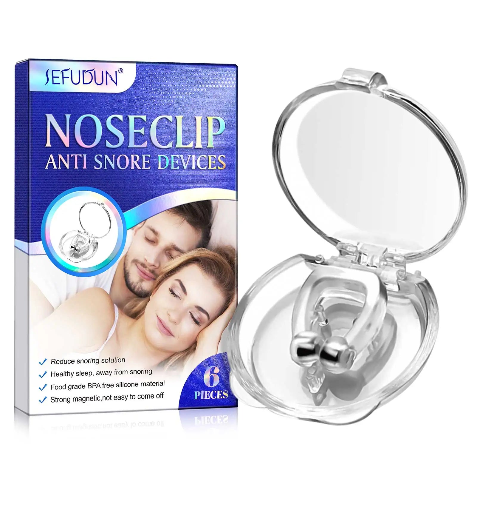 OEM ODM 6pcs Silicone Stop Snore Solution Nose Clip Magnetic Snoring Stopper Device Anti Snoring Nose Clip for Good Sleep