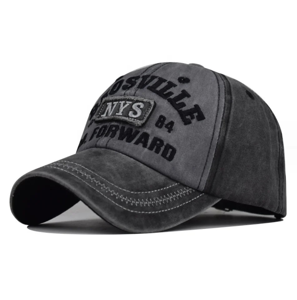 New Embroidery Letter Cotton 6 Panel Sports Cap Outdoor Sunshade Dad Hats Vintage Personality Washed Baseball Caps for Unisex