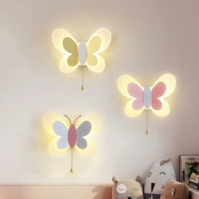 Nordic Cute Cartoon Butterfly LED Wall Lamp for Bedroom Nursery School Decor Lighting
