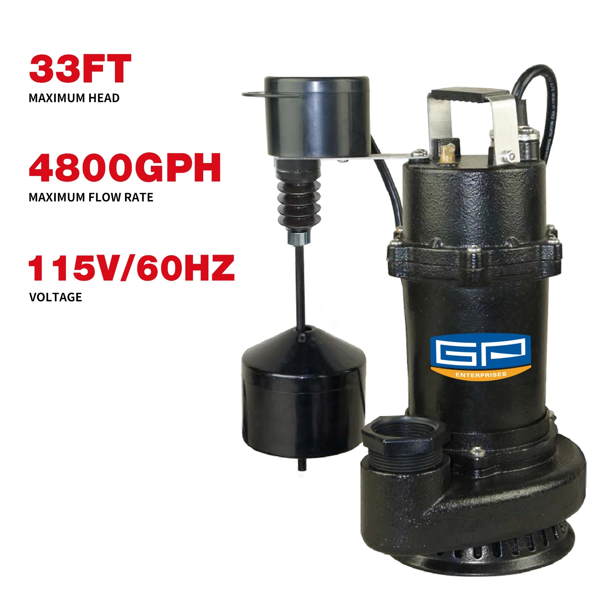 GP Enterprises Made Submersible Dirty Water Sump Pump with Vertical Switch for Residential Household Home Family Use Submerge