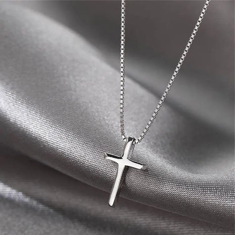 Hot Selling Religious Necklace Jewelry Gifts Niche Design Exquisite Platinum Plated Box Chain Cross Necklaces for Women Girls