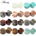 Alisouy Wholesale Natural Stone Ear Expanders Ear Plugs Flesh Tunnels Gauges 6mm-16mm Ear Stretchers Body Piercing Jewelry