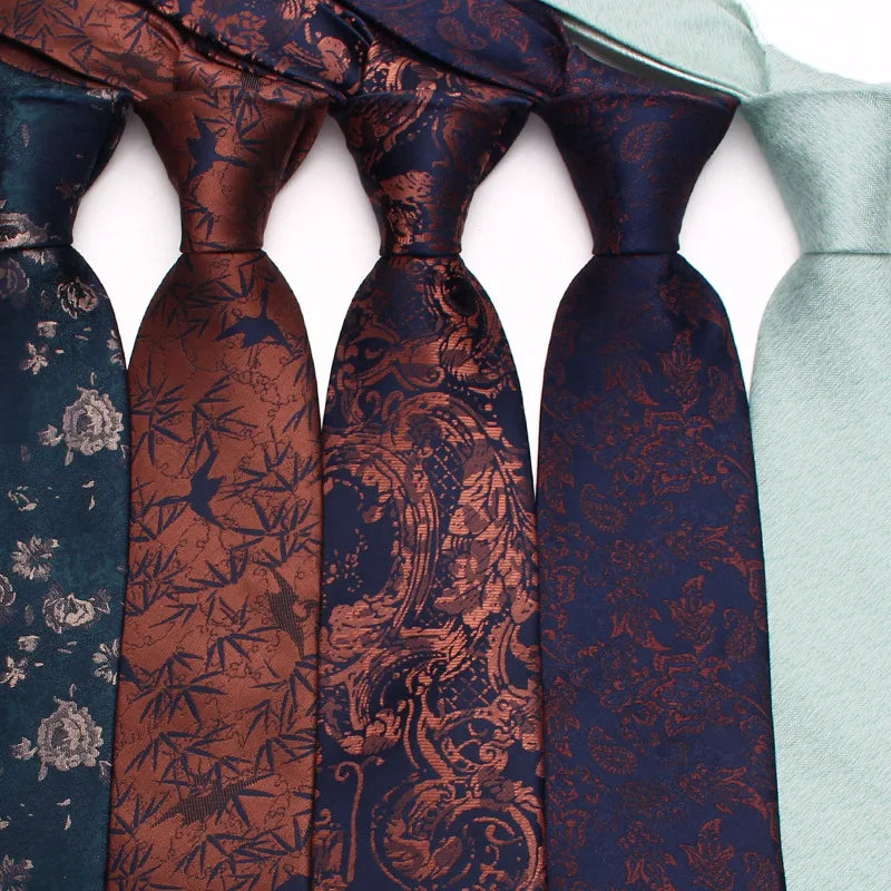 Factory Direct Men's 8cm Business Formal Polyester Necktie Casual Floral Tie for Men's Wedding Parties