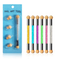 NEW Nail Art Tools Two Way 3d Nail Sponge Brush with 4 Replaceable Sponge Heads Nail Brush Set