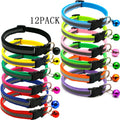 Sanan 12 Pack Custom Reflective Pet Collar for Small Cats and Dogs with Bell