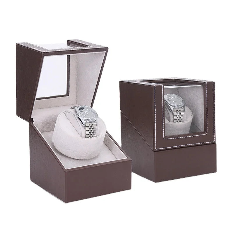Hot Sale PU Leather Single Watch Running Winder Automatic Watch Box With Adapter
