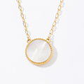 18k Gold Plated Glossy White Mother Pearl Collarbone Inspire Jewelry Wholesale Circle Shell Pendant Necklace