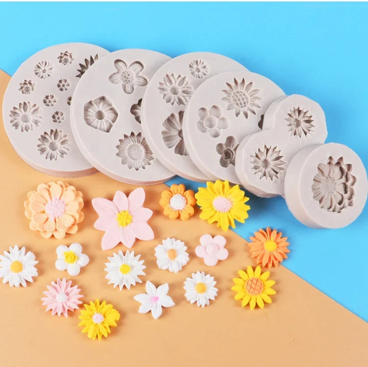 DM716 Fondant Cake Baking Silicone Molds Flower Shape Daisy Decoration Chocolate Candy Molds