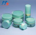 Ready to Ship 20g 30g 50g 20ml Blue Gold Rim Straight Round Cosmetic Cream Jar Essence Lotion Pump Bottle Set