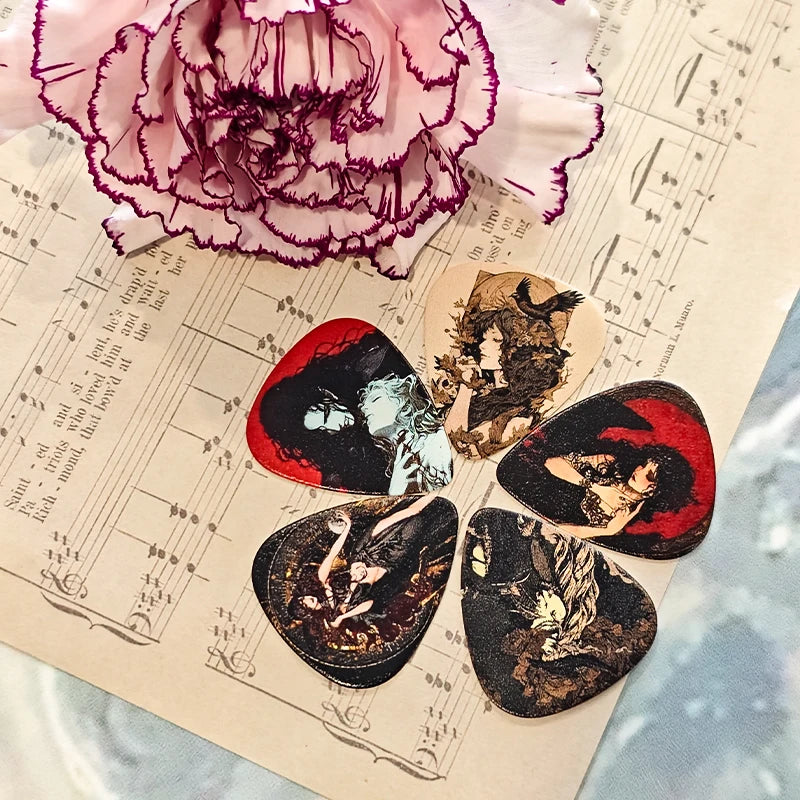 Factory Online Cheapest Celluloid Sheet Set Design Medieval Retro Style 0.71mm 5 Different Patterns Printed Funny Guitar Pick
