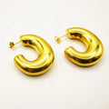 Women's High-Polished Stainless Steel Gold Plated C Shape Chunky Hoop Earrings Wholesale Fashion CC Earrings Exaggerated