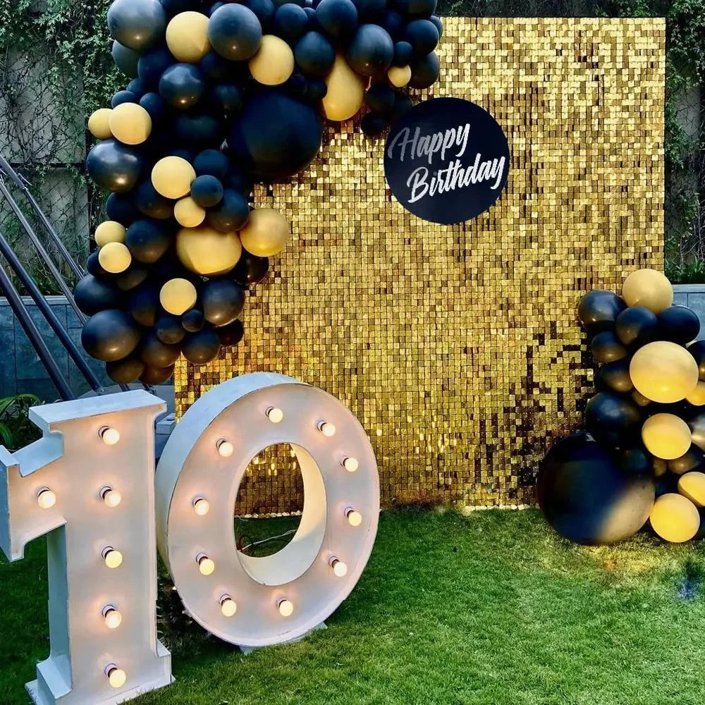 Transparency Grid Backboard Gold Glitter Shimmer Sequin Panel Wall Backdrop for Birthday Wedding Decoration