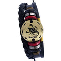 12 Zodiac Bracelet  Mens Bracelets Handmade Charm Leather Alloy Bracelet ZU044