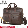 Royal Bagger Shoulder Bags Briefcases for Men Genuine Cow Leather Male Laptop Briefcase Handbag Business Messenger Bag Handbags