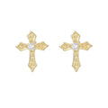 Fashion Minimalist Jewelry 925 Sterling Silver Small Cross Zircon Earring Gold Plated Stud Earrings for Women