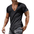 RNSHANGER Summer V-Neck Men's T Shirts Solid Color Breathable Sweat Absorption Quick Dry Summer Men T-Shirt Pullover Top for Men