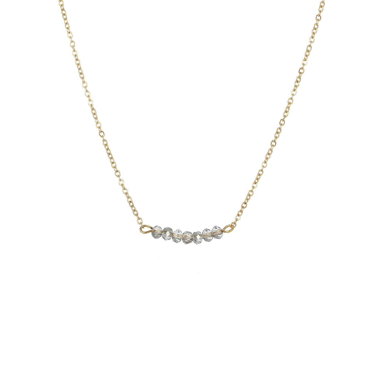Factory Wholesale Crystal Beads Pendant Choker Necklace Delicate Minimalist Gold Plated Stainless Steel Necklace