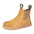 Men's Women Steel Toe Safety Boots With Leather Upper Slip-On Design and Rubber Outsole Safety Work Boots Shoes Boots