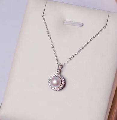 Latest mothers day gifts jewelry 925 sterling silver zircon pendant natural freshwater pearl necklace