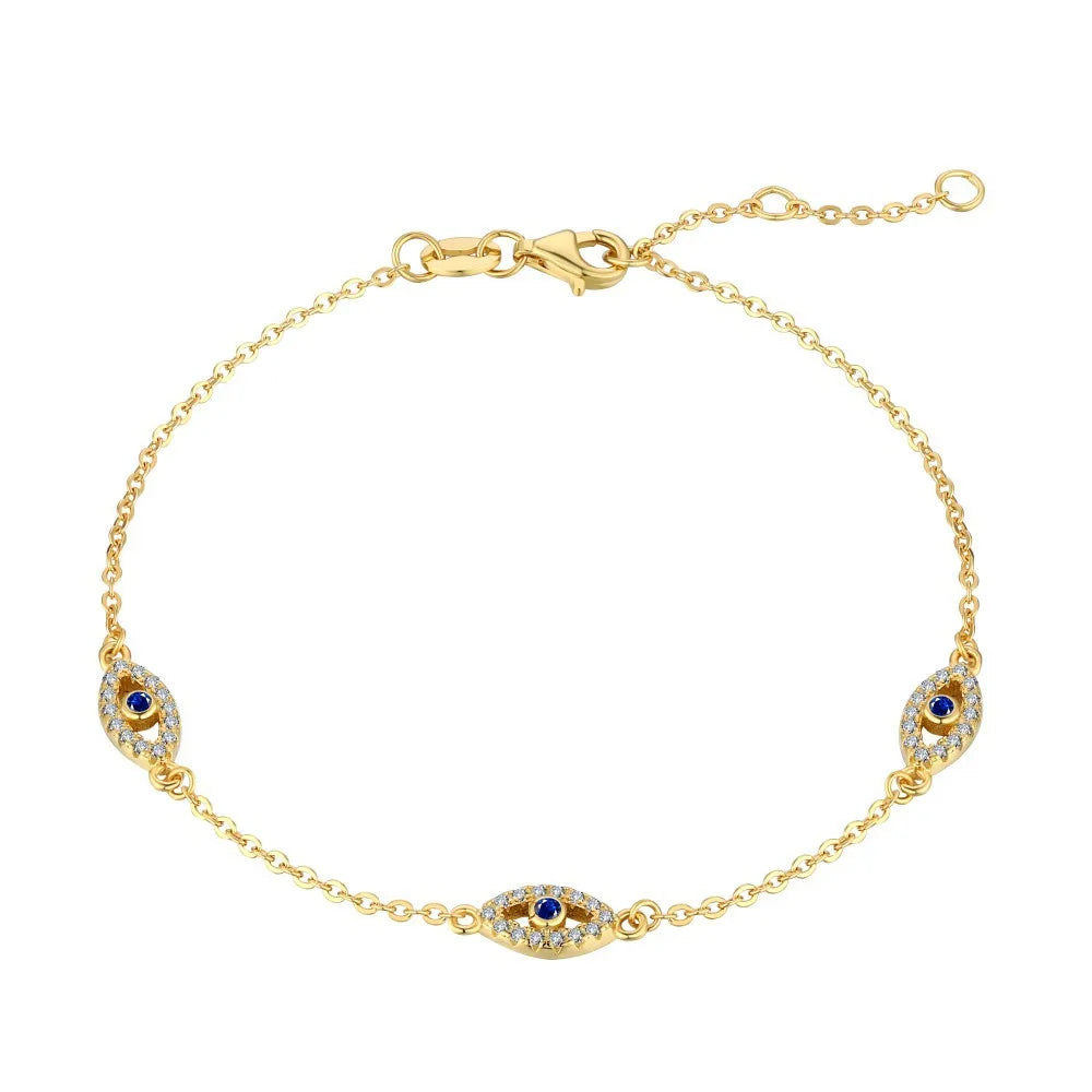 OAHLAN Fancy Women Jewelry 925 Sterling Silver Devil Eye Design Luxury Cubic Zirconia Chain Bracelets for Ladies Gift