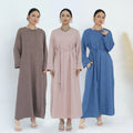 Mexizo Muslim Women Abaya Islamic Long Dress Turkey Causal Solid Color Simple Dress With Pocket Dubai Abaya