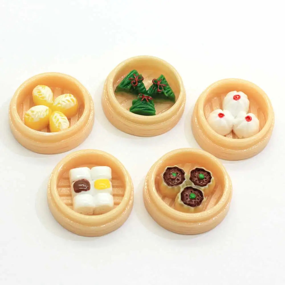 3D Mini Chinese Food Models Steamed Buns Dumplings Zongzi Figurines Miniatures Dollhouse Decor Play House Toys