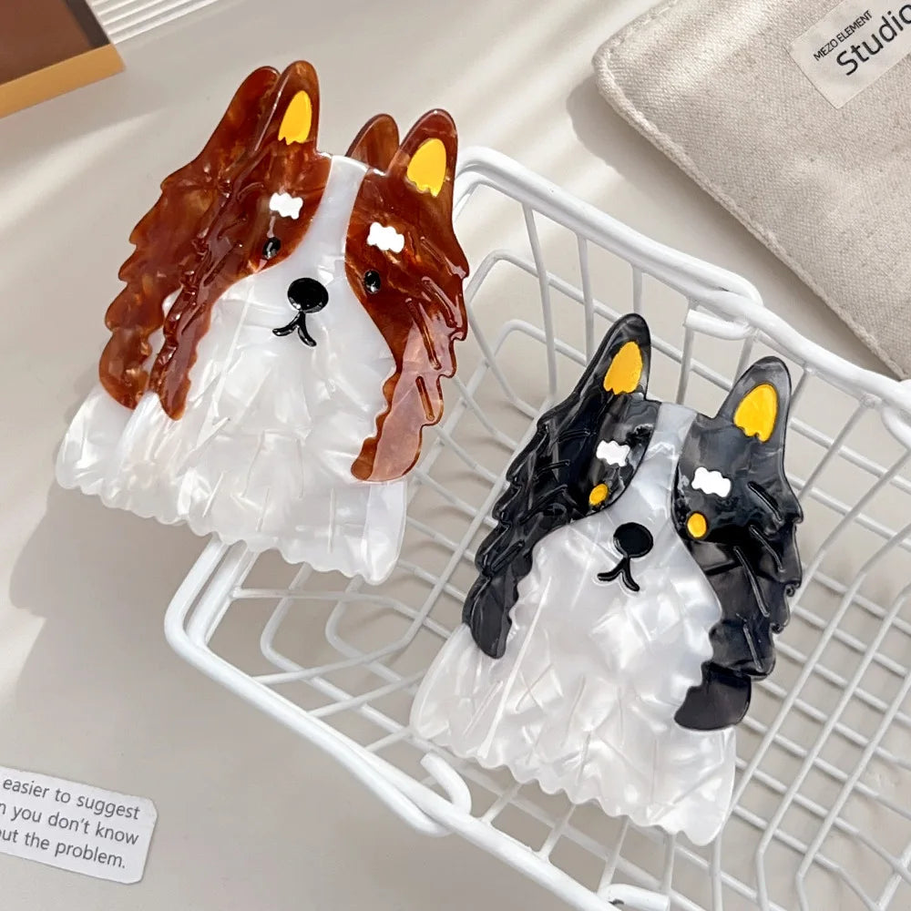 2025 Yi YHJ Women's Hair Accessories Cute 8.5cm Dog Clip Design Animal Cartoon Acetate Shark Clip Hair Claw Clip Woman Wholesale
