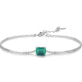 New Arrival 925 Sterling Silver Emerald Cut Hydrothermal Emerald Zambian Emerald Moissanite 7.5inch Bracelet for Women