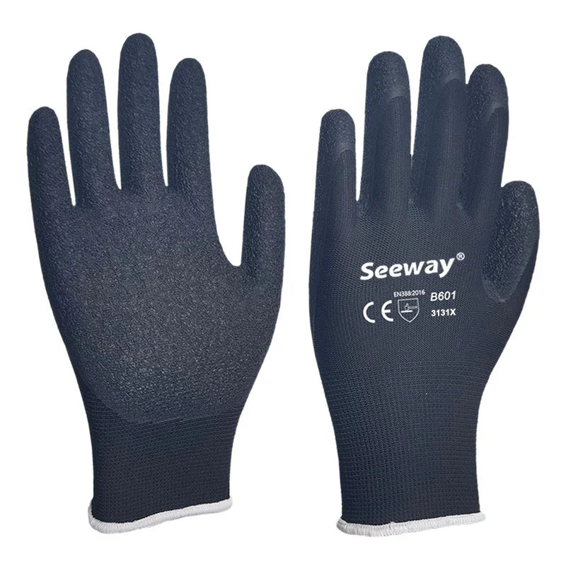 Seeway Heavy Duty Construction Work Safety Gloves Breathable Latex with CE EN388 3131X Protection for Working