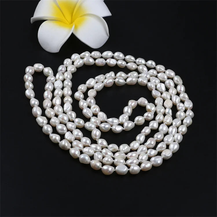 Simple Fashion Jewelry Knotted Baroque Freshwater Pearl Long Necklace