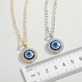 New Mirco Paved CZ Diamond Round Devil Eye Necklace Gold Plated Turkish Evil Eyes Resin Pendant Necklace