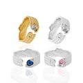 WMJA580 Fashion Textured Surface 925 Sterling Silver Adjustable Ring Concave Convex Irregular Silver Rings