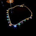Bling Cubic Zircon Love Heart Shape Multi Color Women Party Engagement Necklace Jewelry