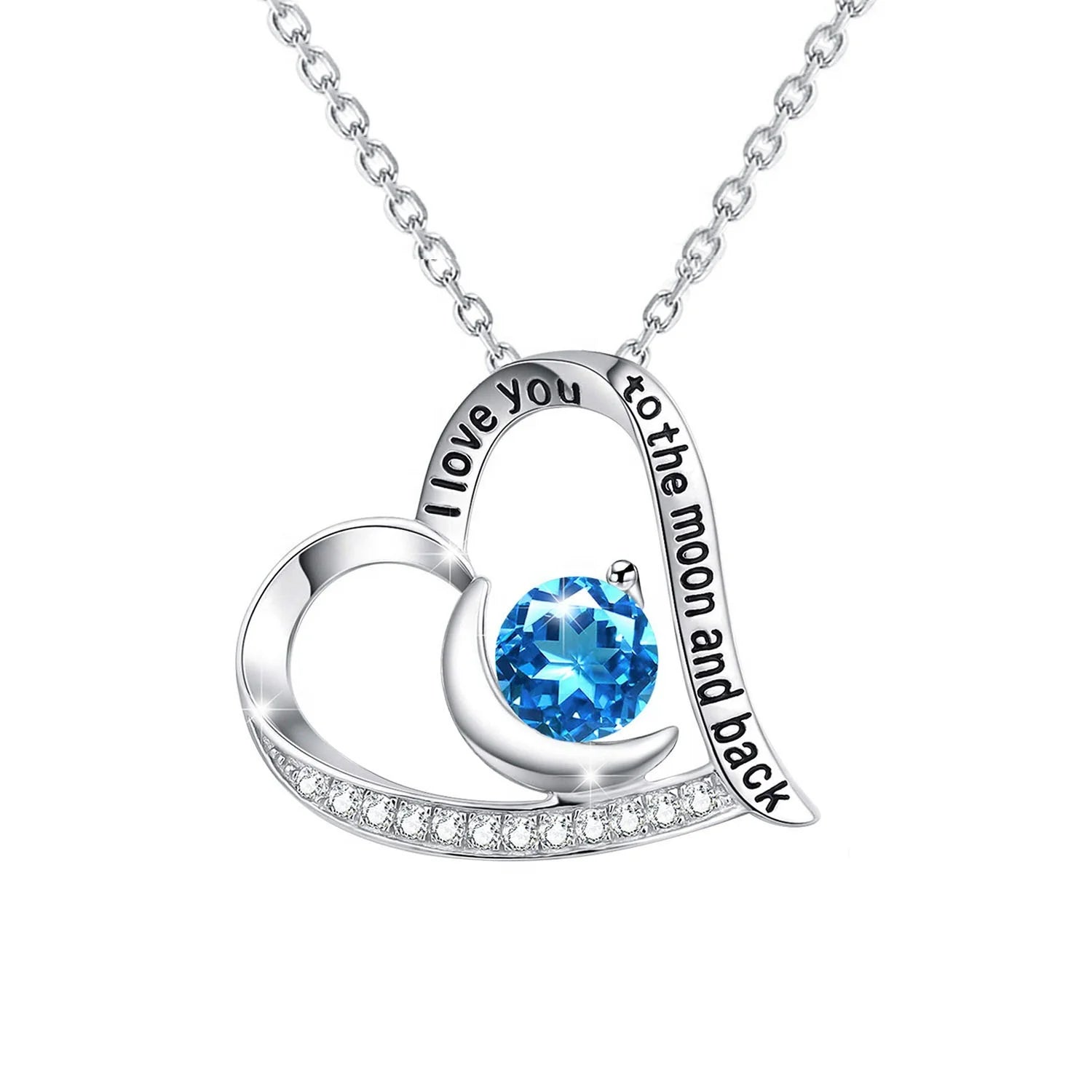 Sterling Silver Fine Jewelry Necklace Logo Name Birthstone Zircon Joyas De Plata 925 Original S925 Silver Heart Love Necklace