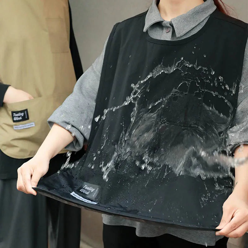 Upgrade 100% Waterproof Kitchen Vest with Pockets for Restaurant Coffee Nail Pet Store Adult Bib Work Apron